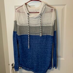 Maurices White/Gray/Blue Long Sleeve Hoodie